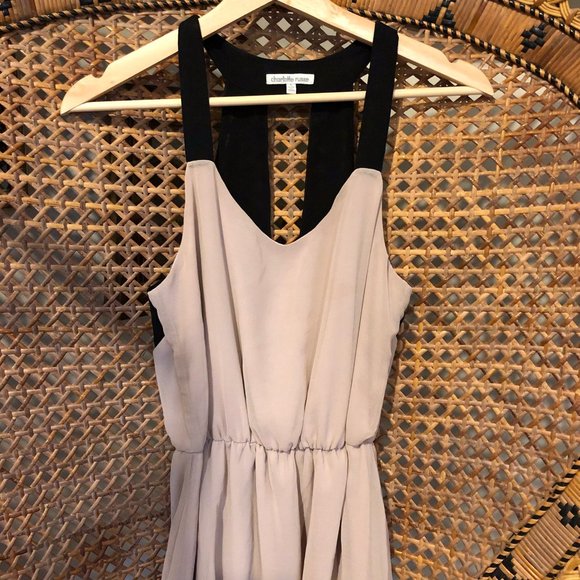 Light Mauve Pink / Black Chiffon Dress Size Small - Picture 3 of 5